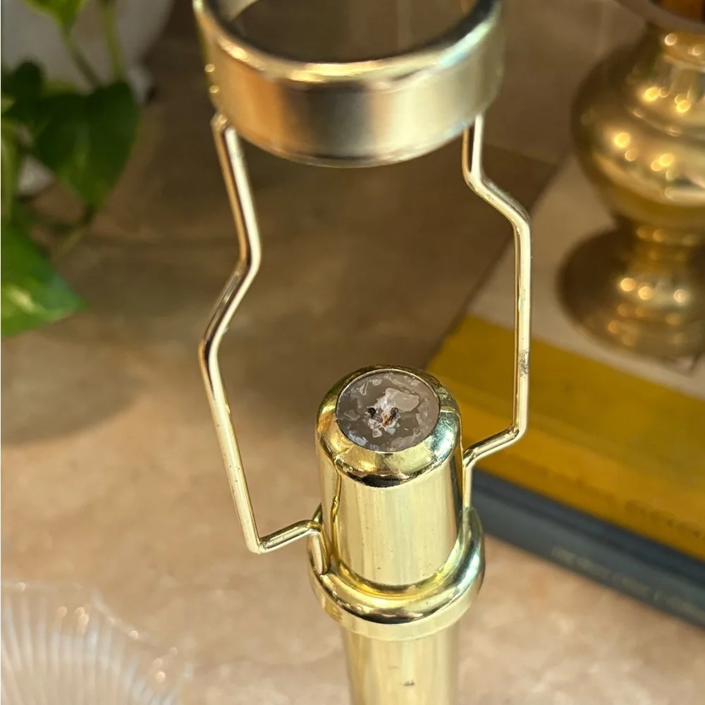 Vintage Partylite Table Lamp - Clear Glass & Gold approx 14” length - Picture 4 of 8